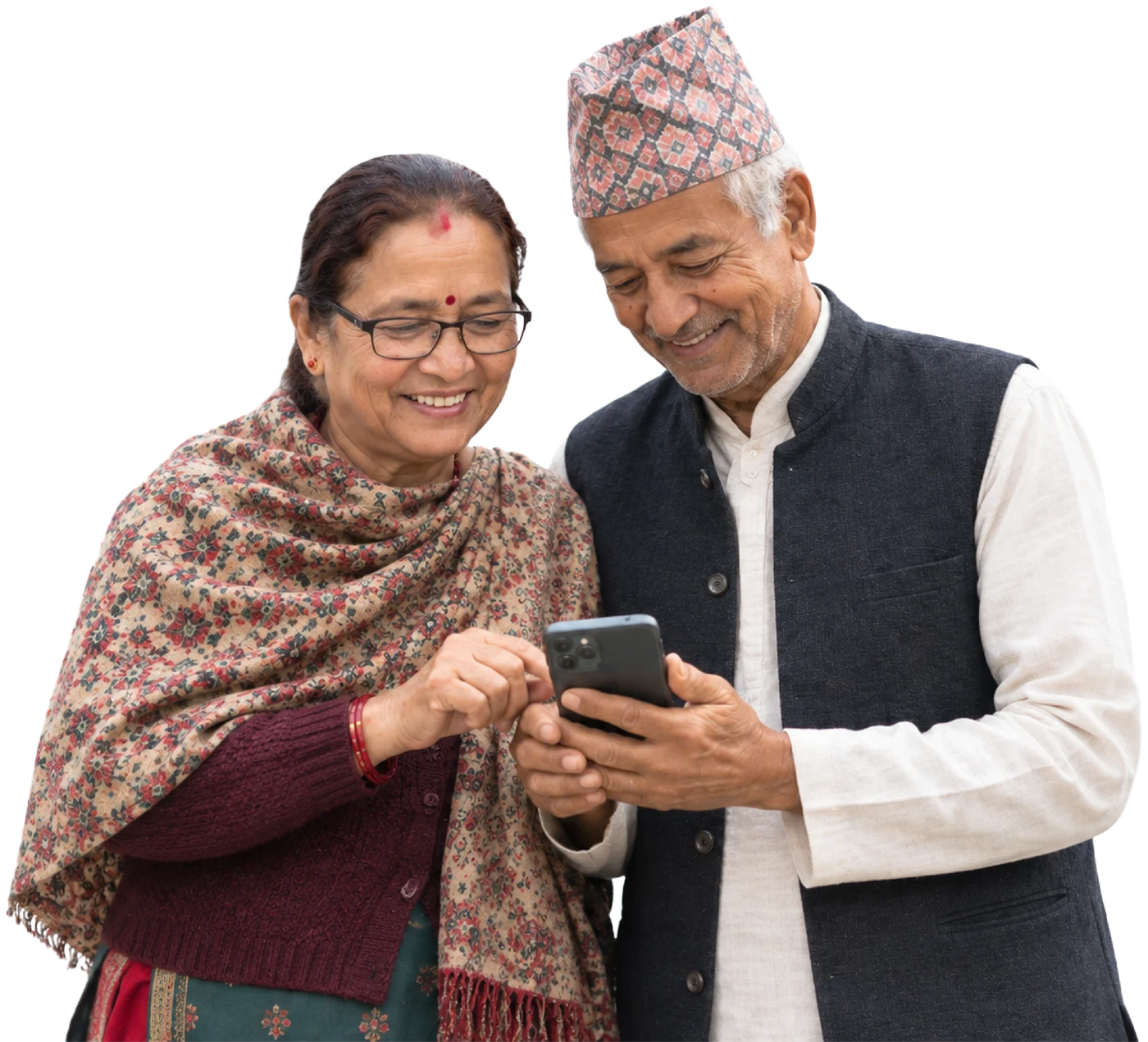 A couple checking a bank transfer on their phone